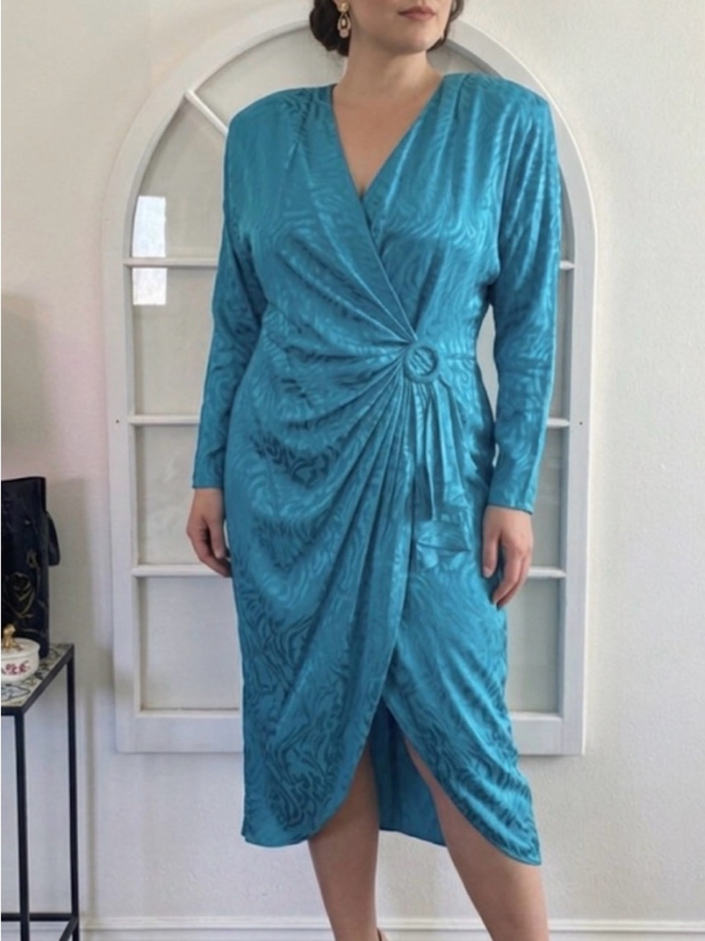 100% silk Draped Wrap Dress